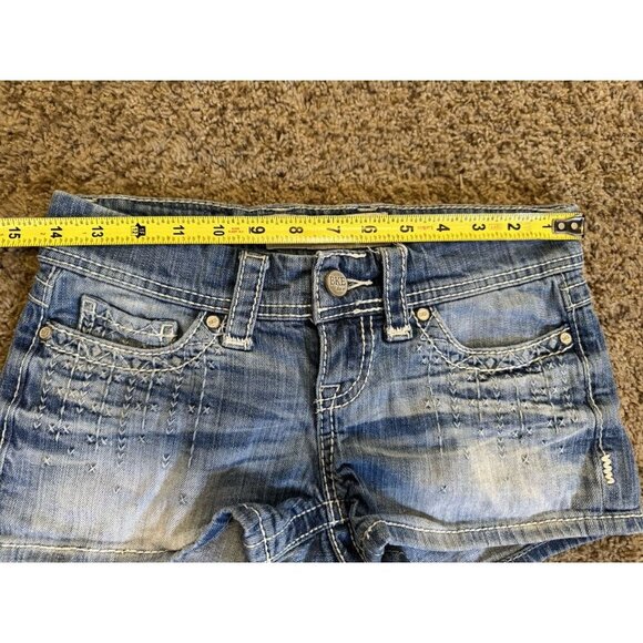 BKE Sabrina Denim Shorts Low Rise Embroidered Pocket Light Wash Y2k 90s Sz 25 - Picture 10 of 10